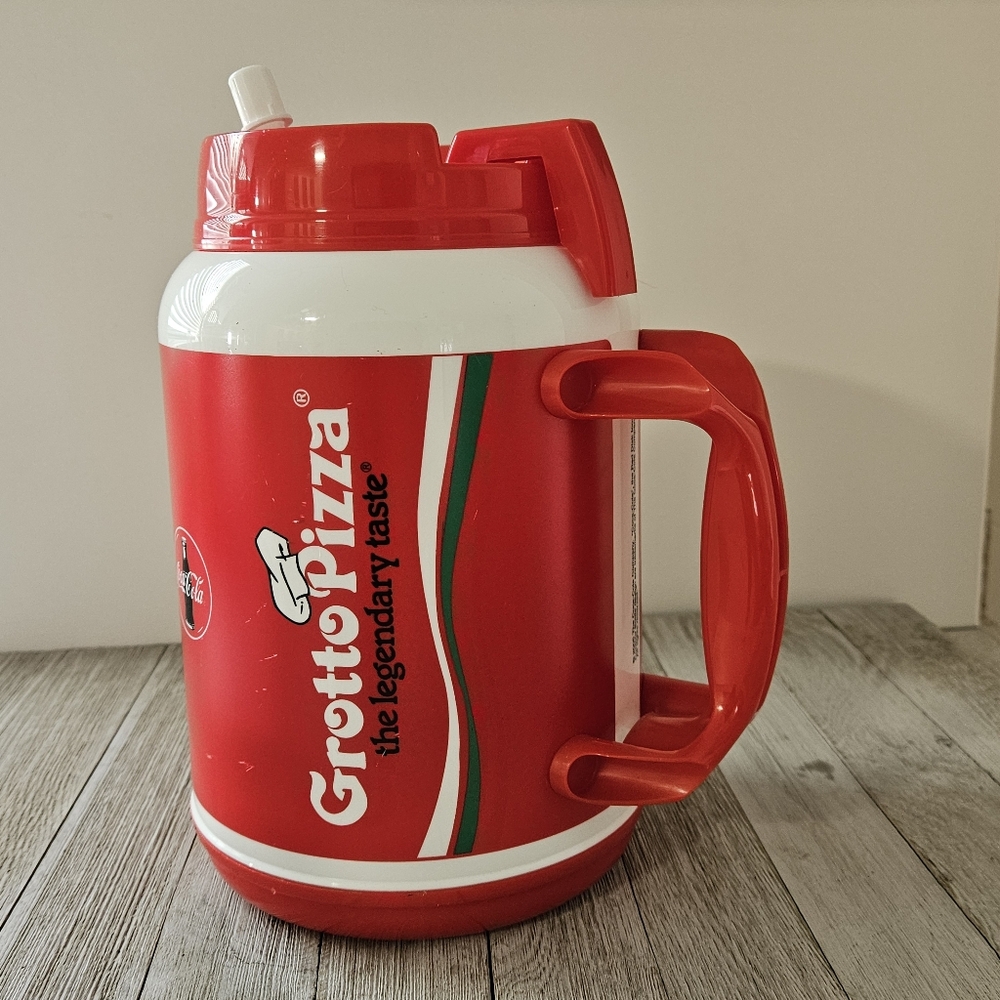 VTG Grotto Pizza Coca Cola 64oz. Tankard Large Insulated Drink Mug by Whirley Dr